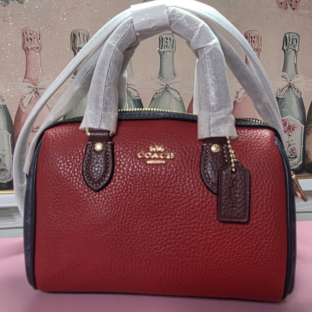Coach Red and Black Leather Satchel